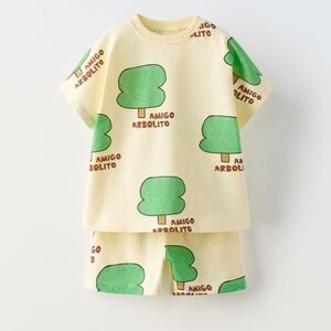 NWT Zara tree print t shirt and shorts set 1.5Y (12-18M)